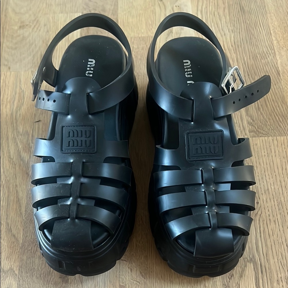 Miu Miu Black Platform Sandals